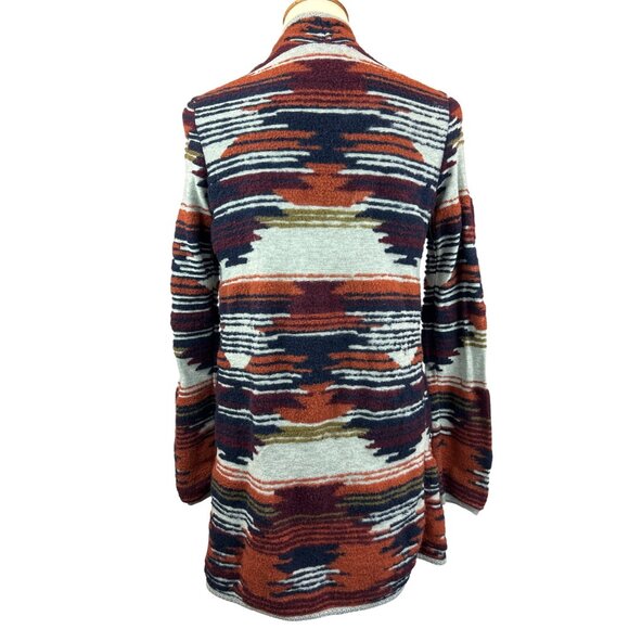 Lucky Brand Aztec Open Front Cardigan Womens  XS Rust Brown - Picture 3 of 8